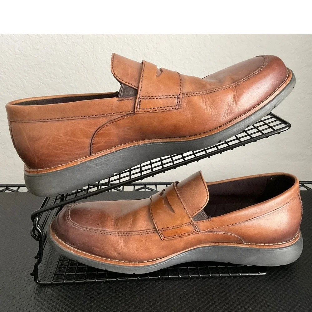Rockport Total Motion Sport Dress Penny Loafers Mens 8.5 W Cognac CH6340